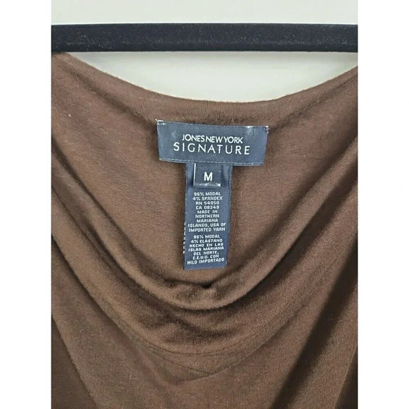 Jones New York Signature Women's Tank Dark Brown Shell Accents Size Medium - Picture 3 of 9